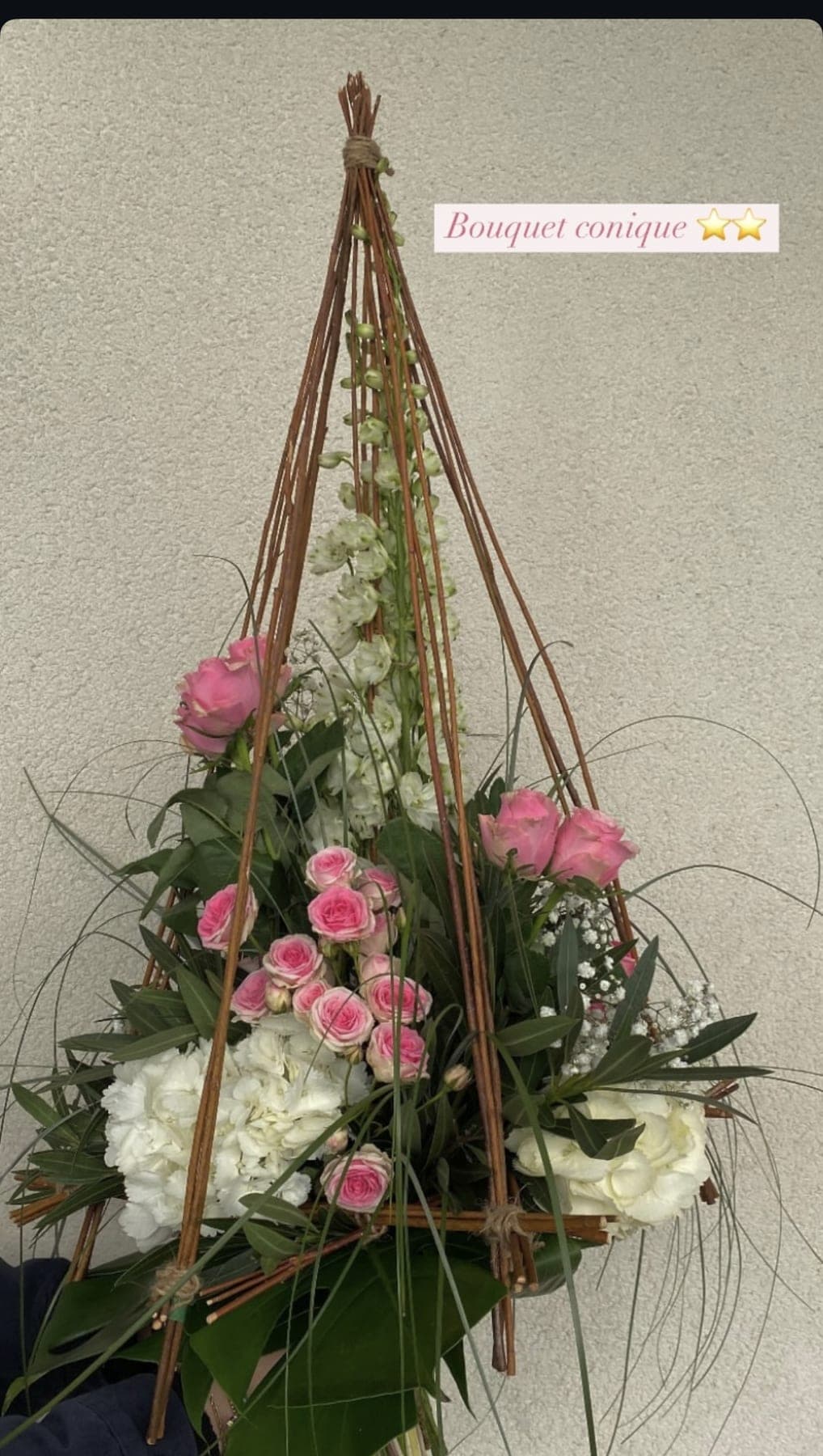 Bouquet conique roses & hortensia